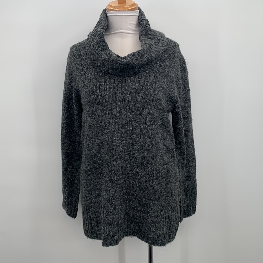 Basic Editions Cowl Neck Gray Sweater Size M